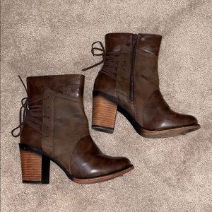 Pierre Dumas Distressed Brown Leather Bootie